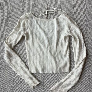 Garage: low back cropped ribbed long sleeve